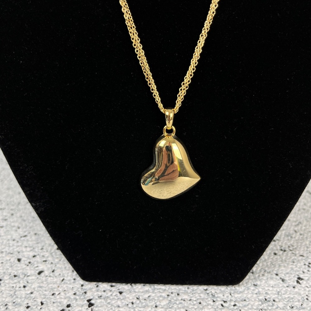 Avon Jewelry Heart Pendant Multistrand Necklace Gold Tone 2009